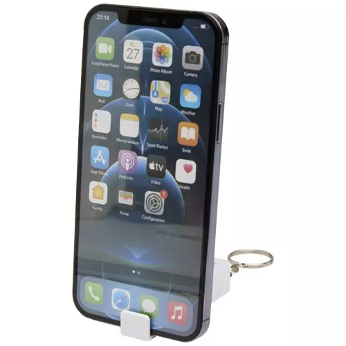 Aggia telefoonstandaard van gerecycled plastic met fidgetspeeltje