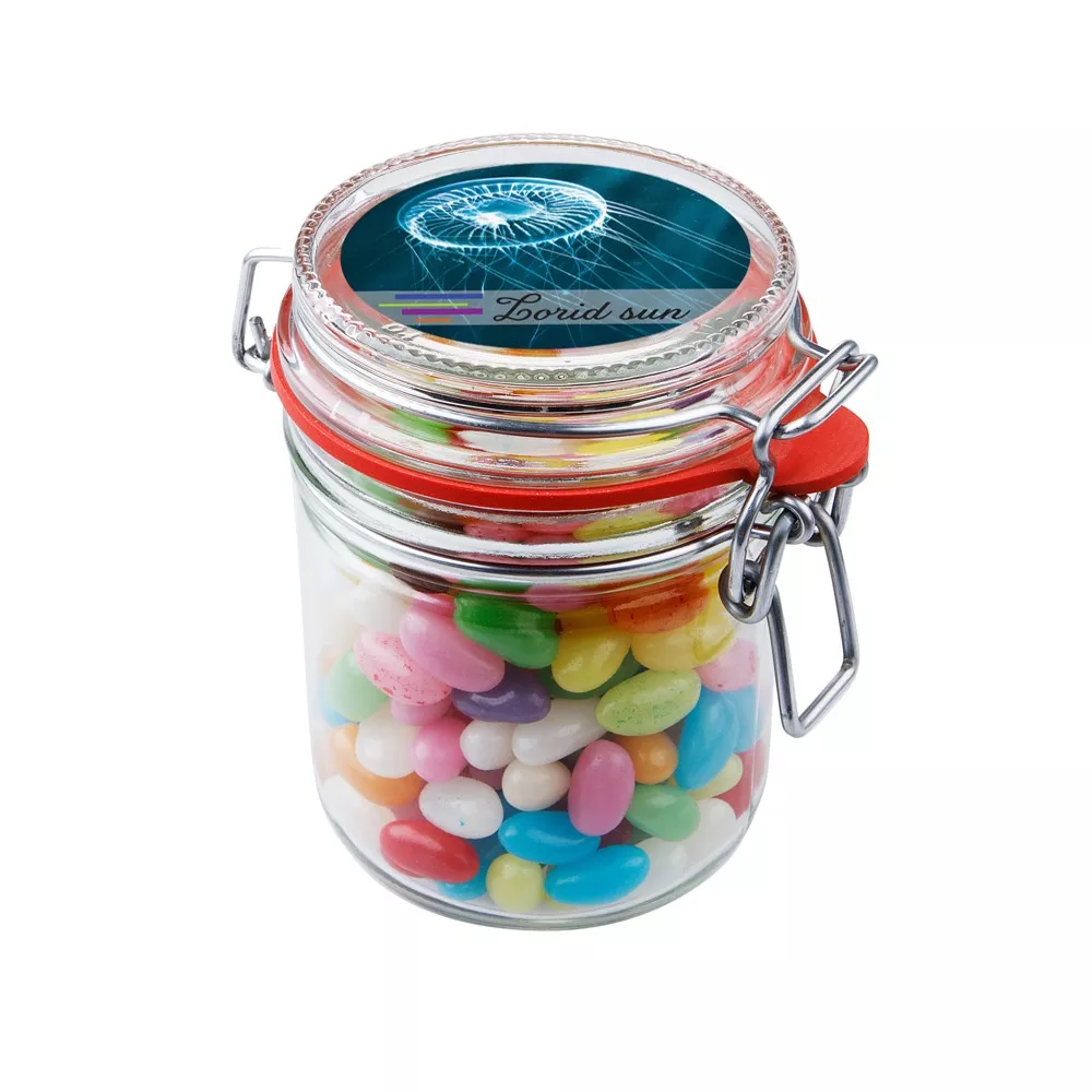Weckpotje 0,4 liter, gevuld met snoep