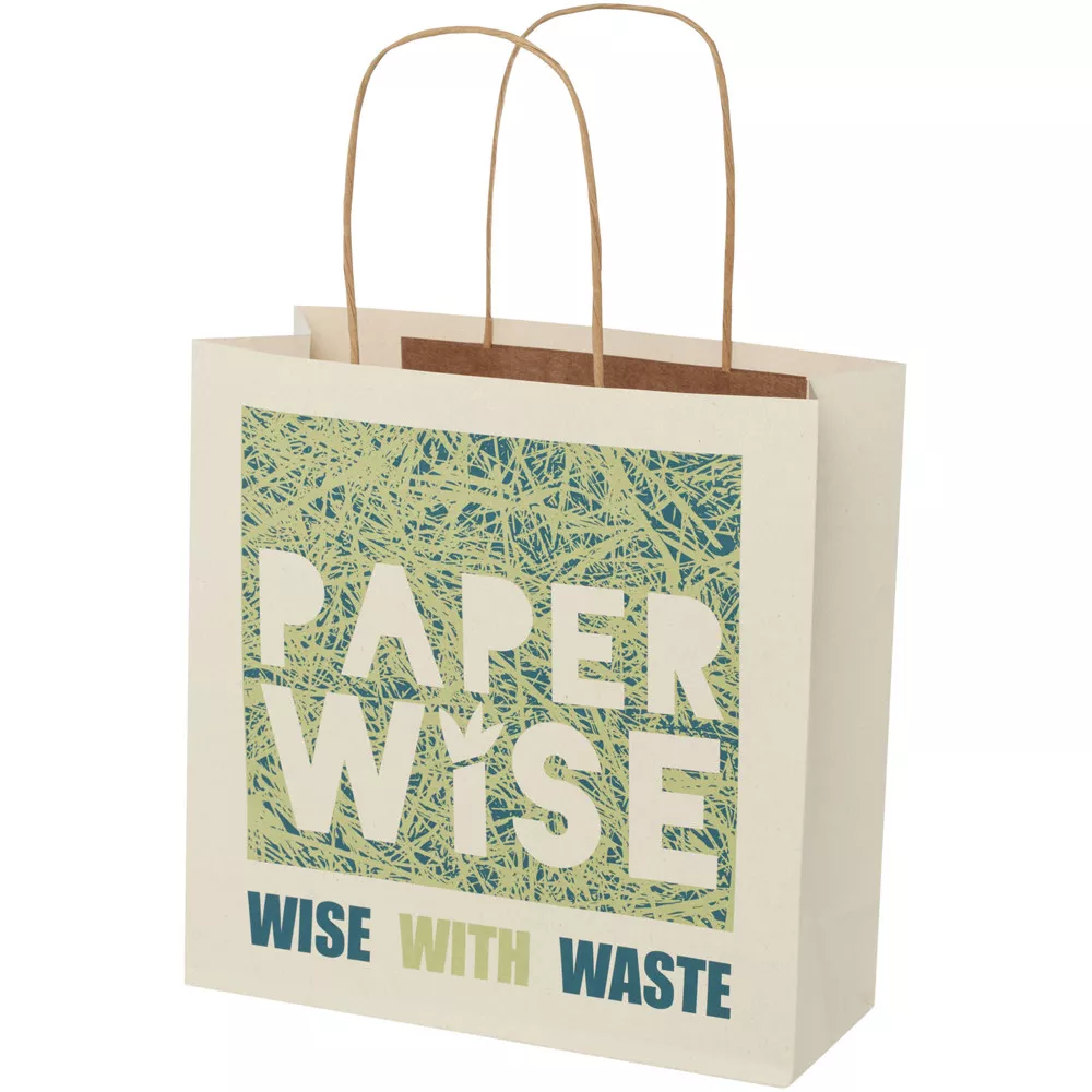 Papieren tas 150 g/m2 gemaakt van landbouwafval met gedraaide handgrepen - 24 x 9 x 24 cm