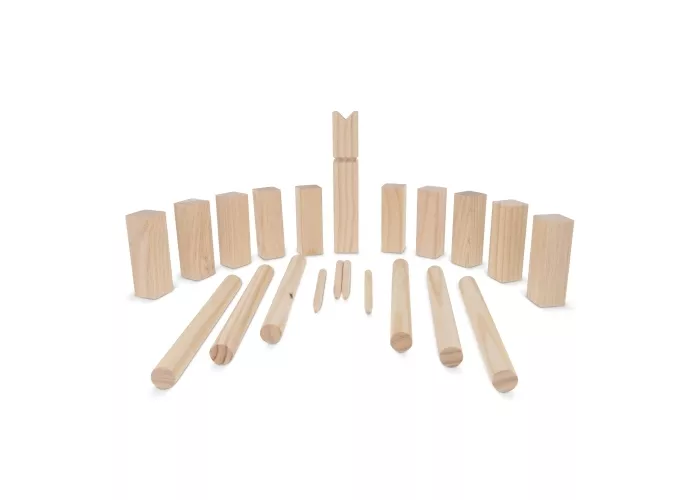 Houten Kubbspel in katoenen pouch