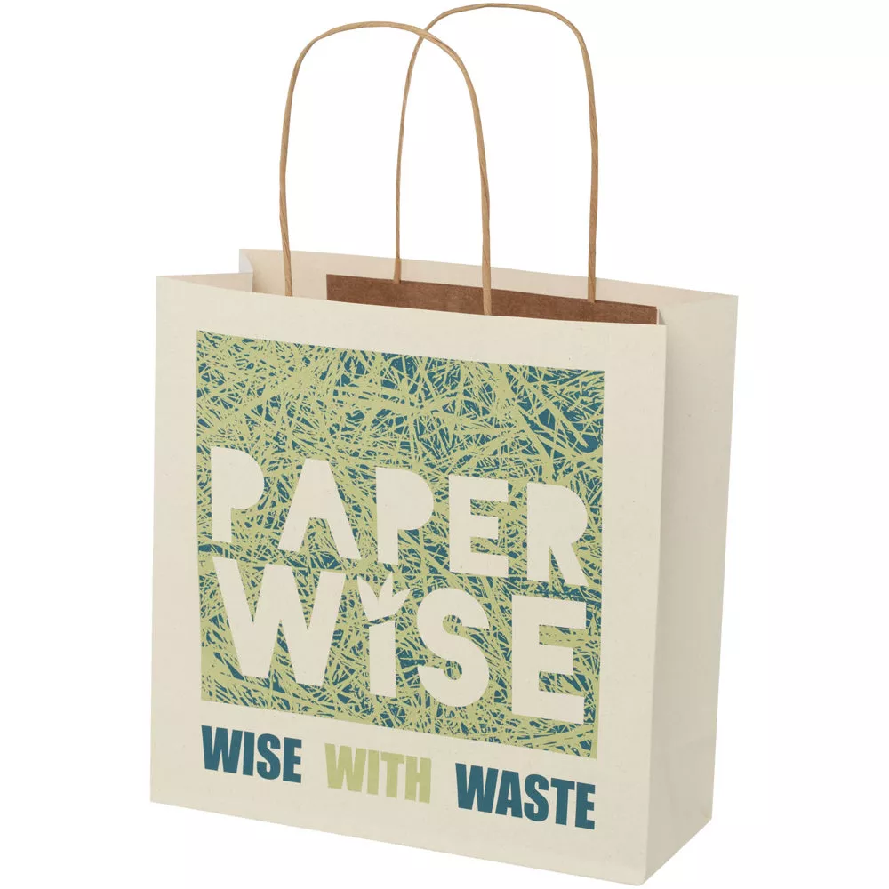 Papieren tas 150 g/m2 gemaakt van landbouwafval met gedraaide handgrepen - 24 x 9 x 24 cm