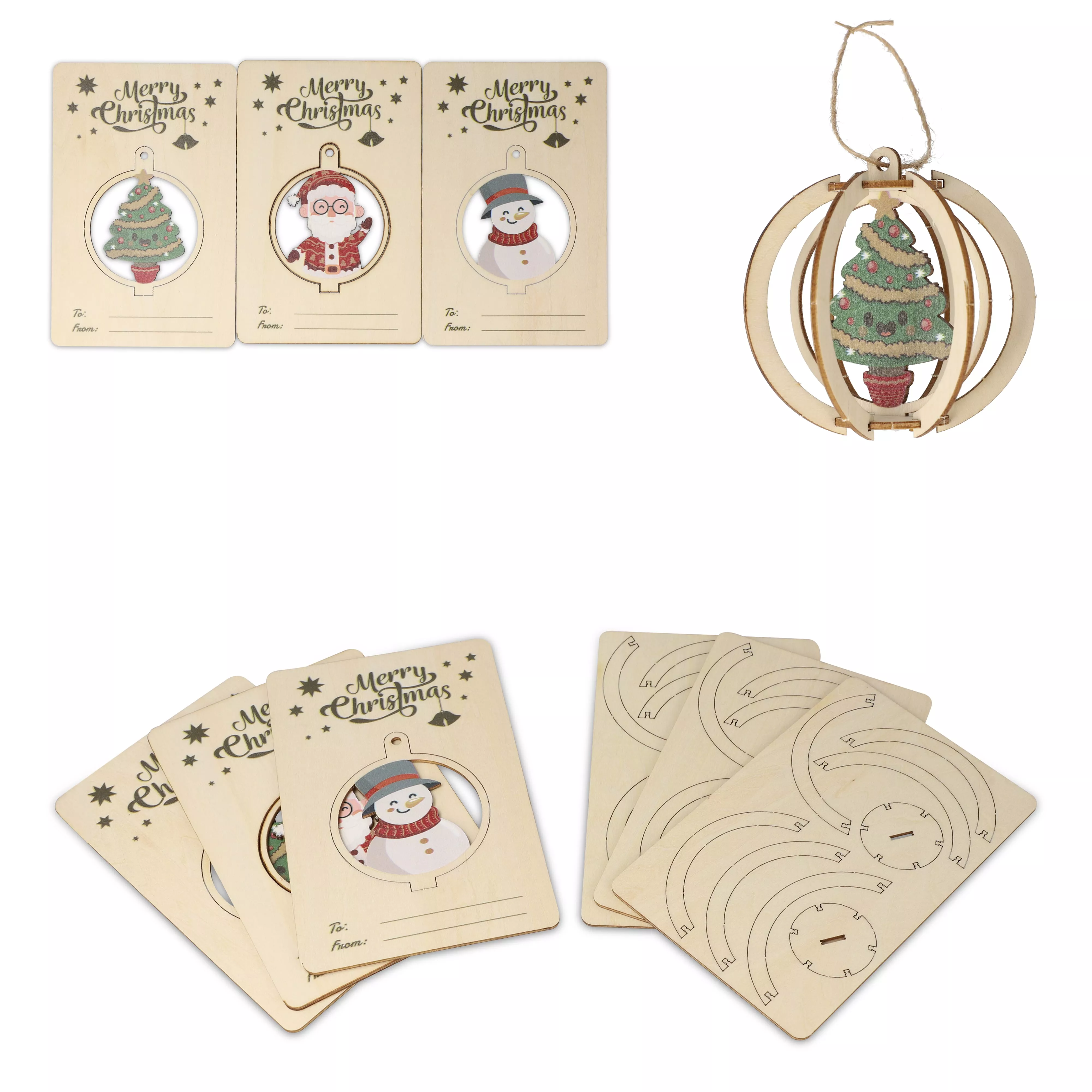 InSideOut Houten kerstornament set van 3