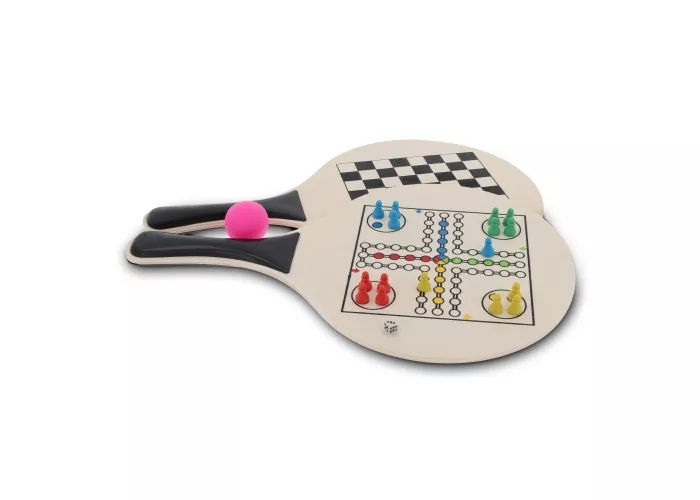 MDF strand tennis set met gezelsschapsspellen