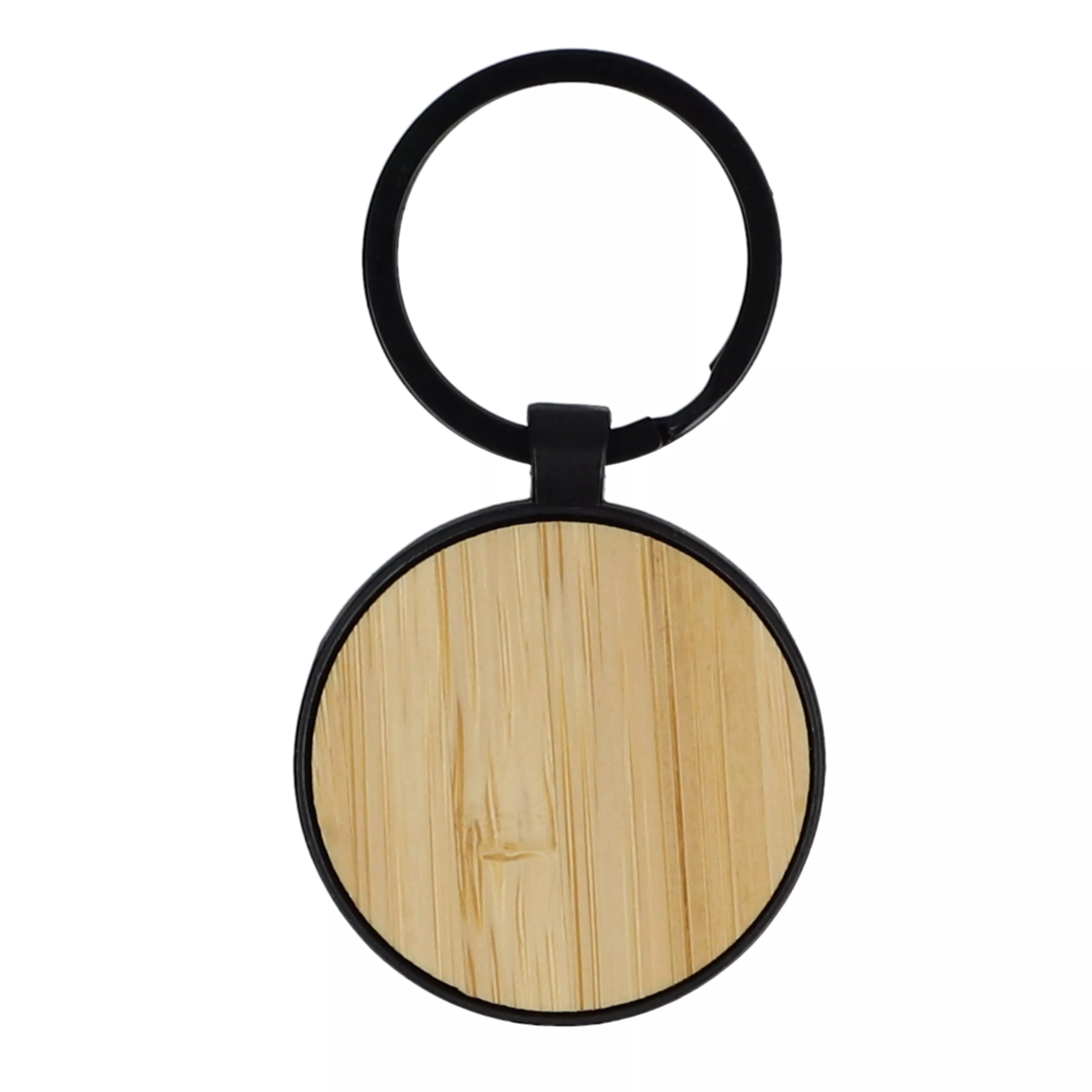 Bamboe en metalen sleutelhanger rond