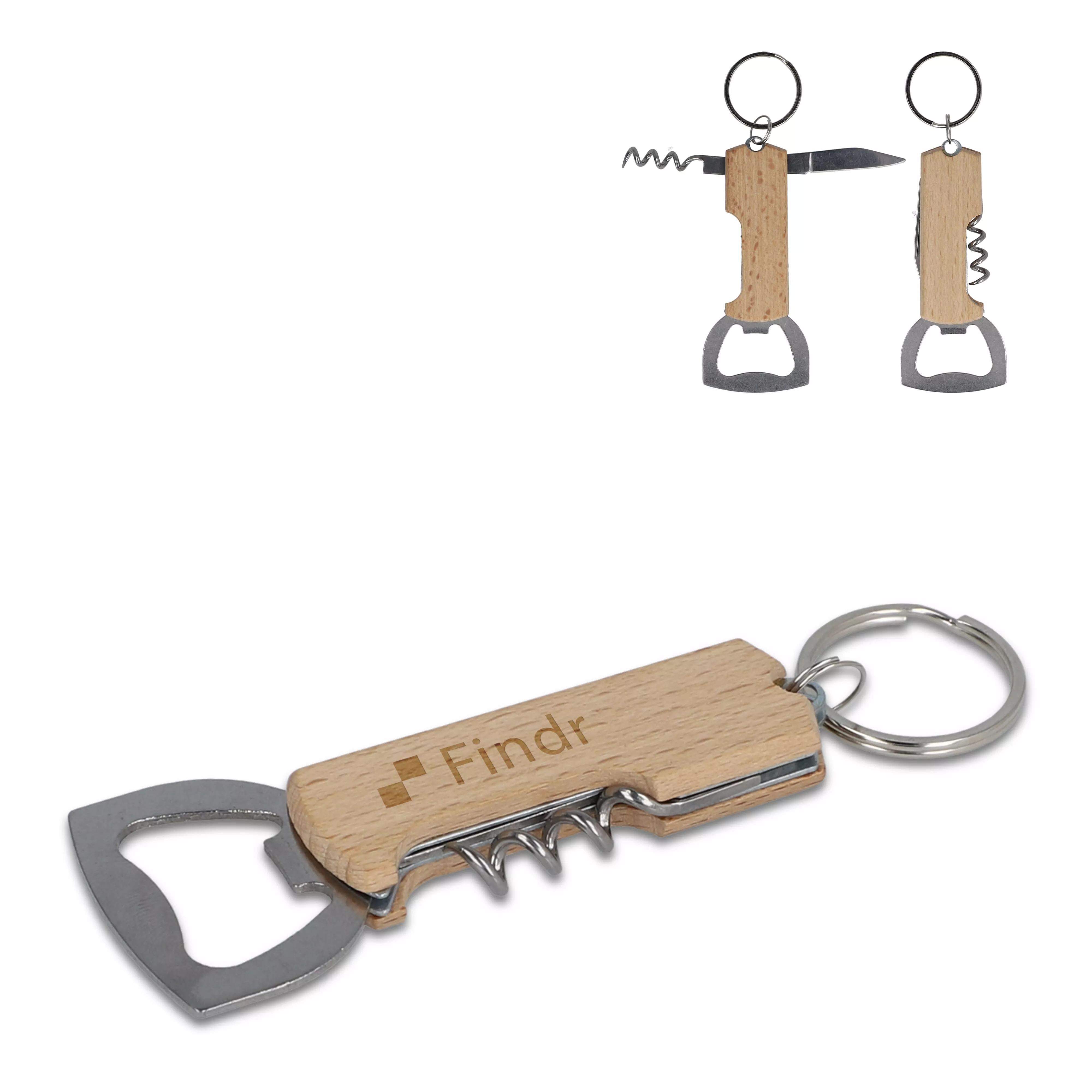 Bamboe wijn & flesopener sleutelhanger