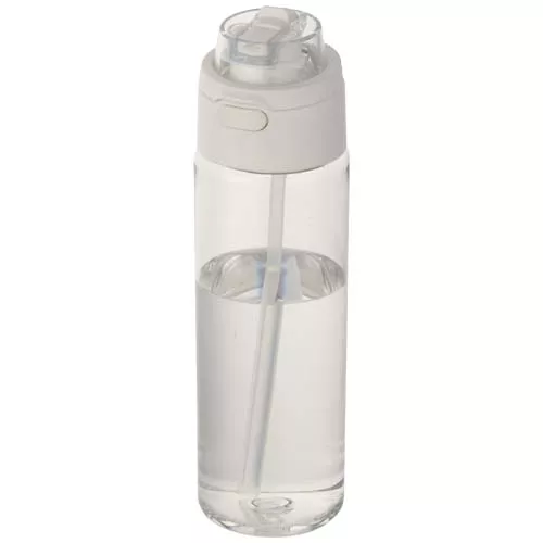 Theron 700 ml RCS-waterfles van gerecycled plastic met een deksel met dubbele functie en een uitklapbaar rietje