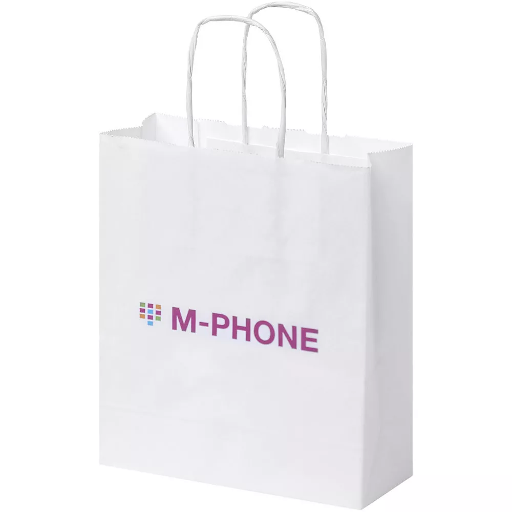 Papieren tas 80 g/m2 gemaakt van kraftpapier met gedraaide handgrepen - 18 x 8 x 21 cm