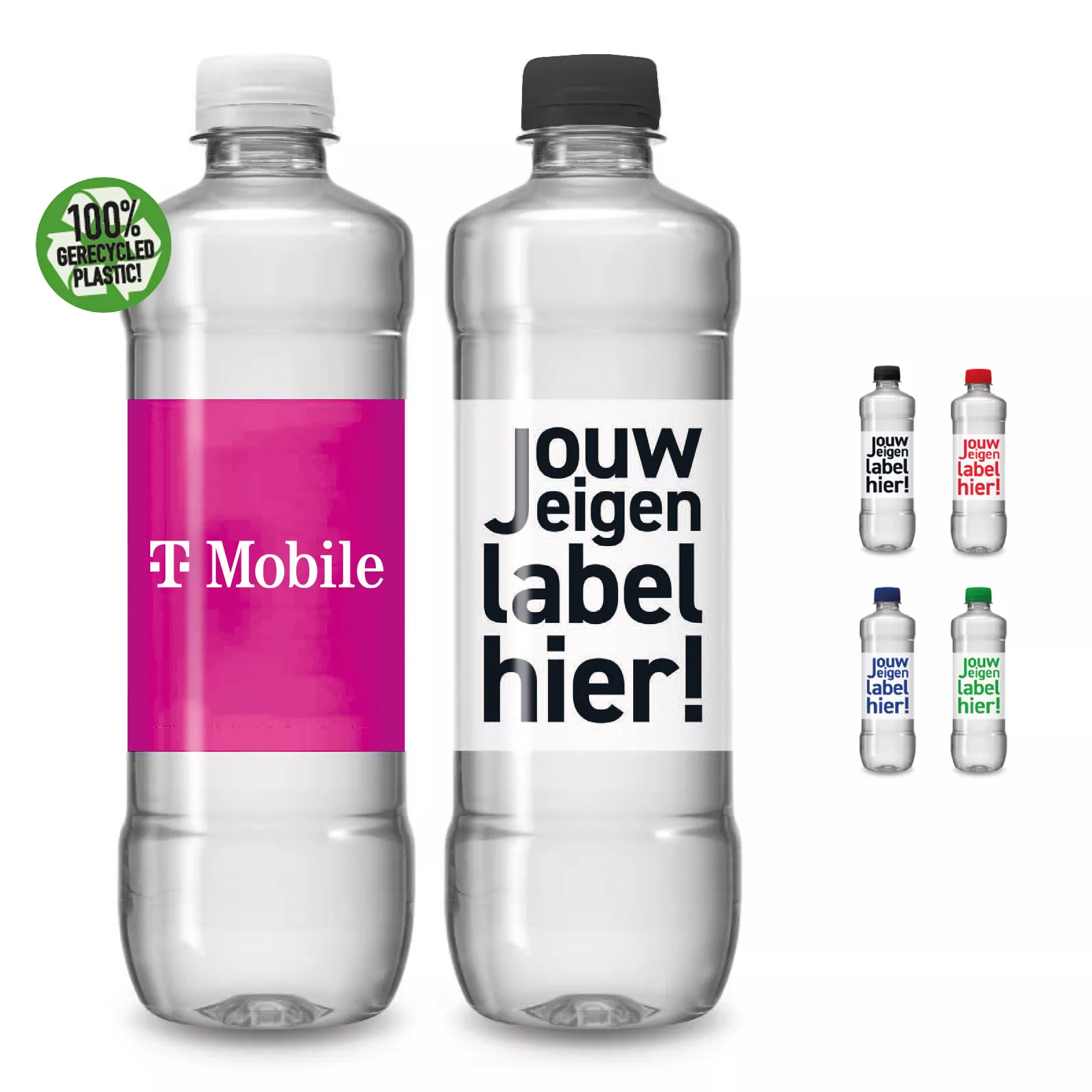 R-PET flesjes mineraalwater met schroefdop (500 ml)