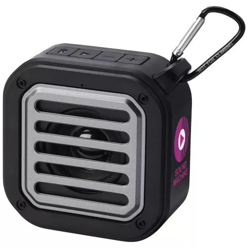 Solo IPX5 Bluetooth® speaker op zonne-energie van 3 W van RCS gerecycled plastic met karabijnhaak