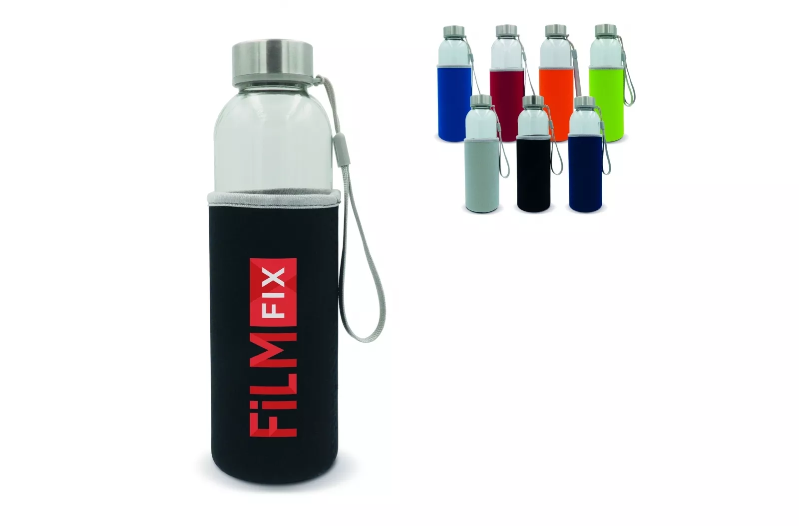 Waterfles glas met sleeve 500ml