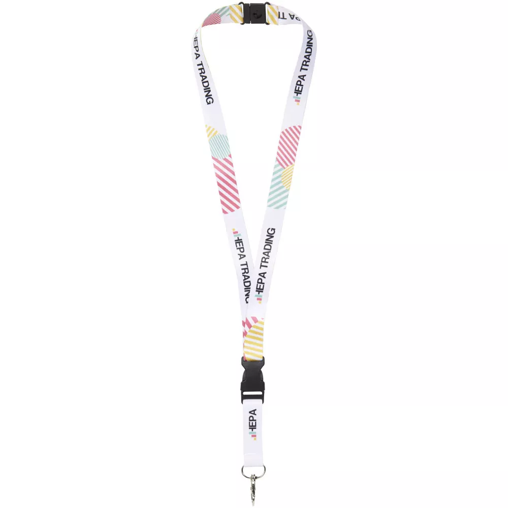 Balta sublimatie lanyard met safety breakaway sluiting en gesp