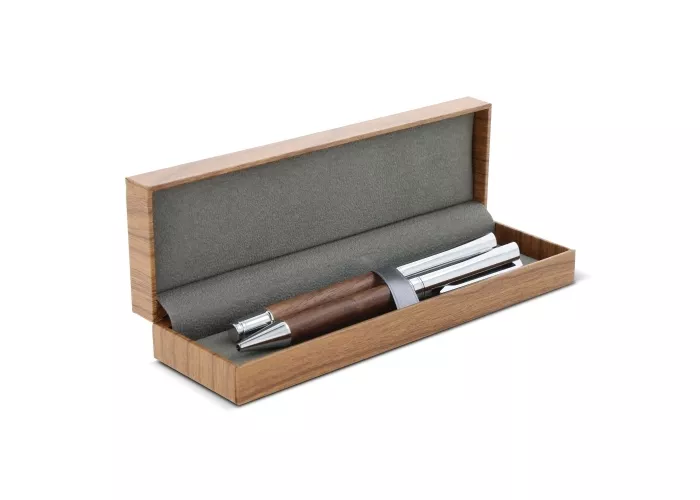 Balpen en rollerball set walnoot hout