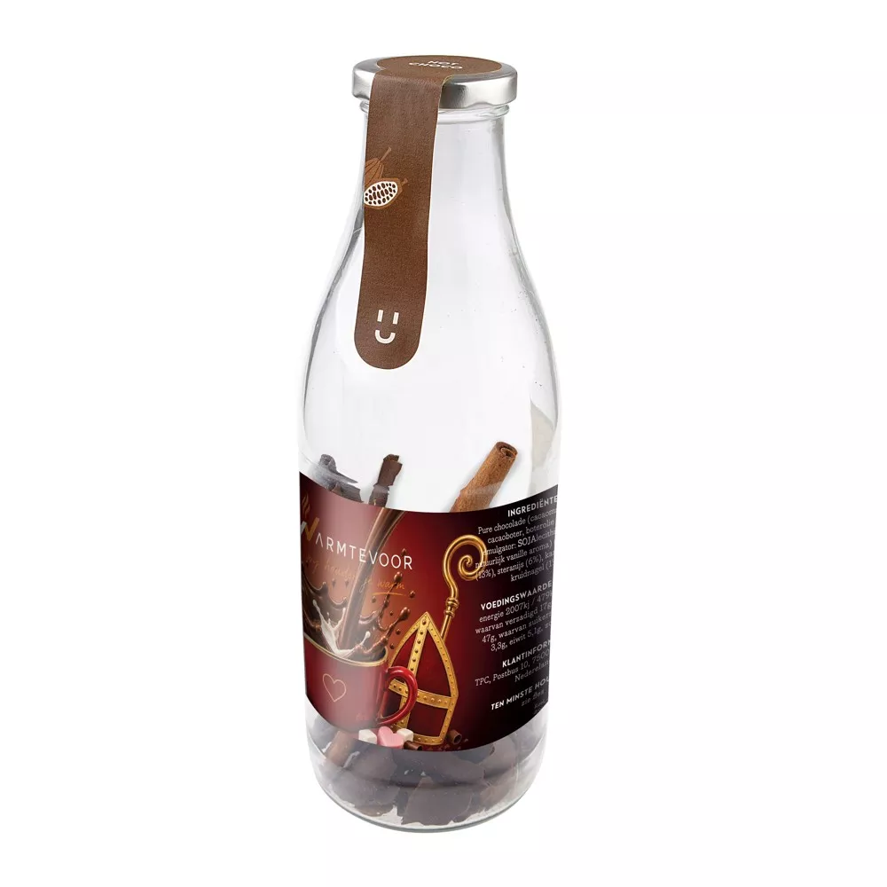 Warme chocolademelk in fles