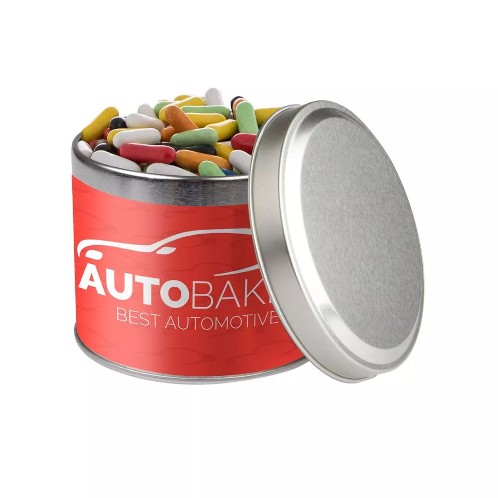 Rond blik, gevuld met snoep