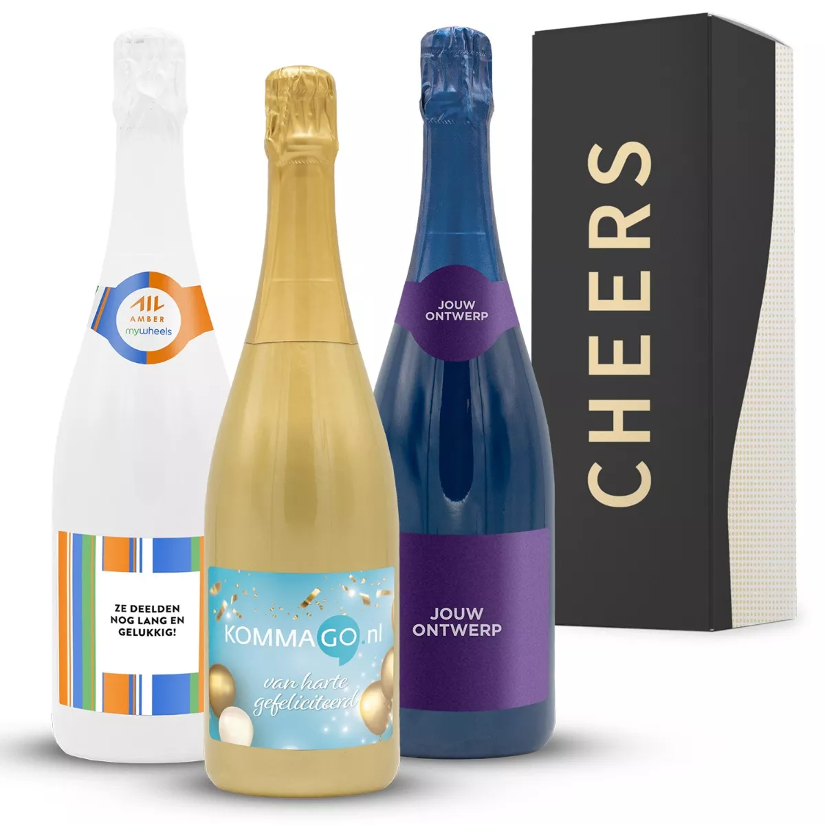 Alcoholvrije Bubbels 0% fles bedrukken met etiket (750 ml)