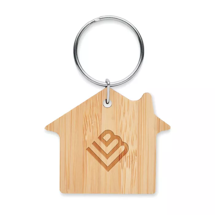 HOUSEBOO Huisvorm bamboe sleutelhanger