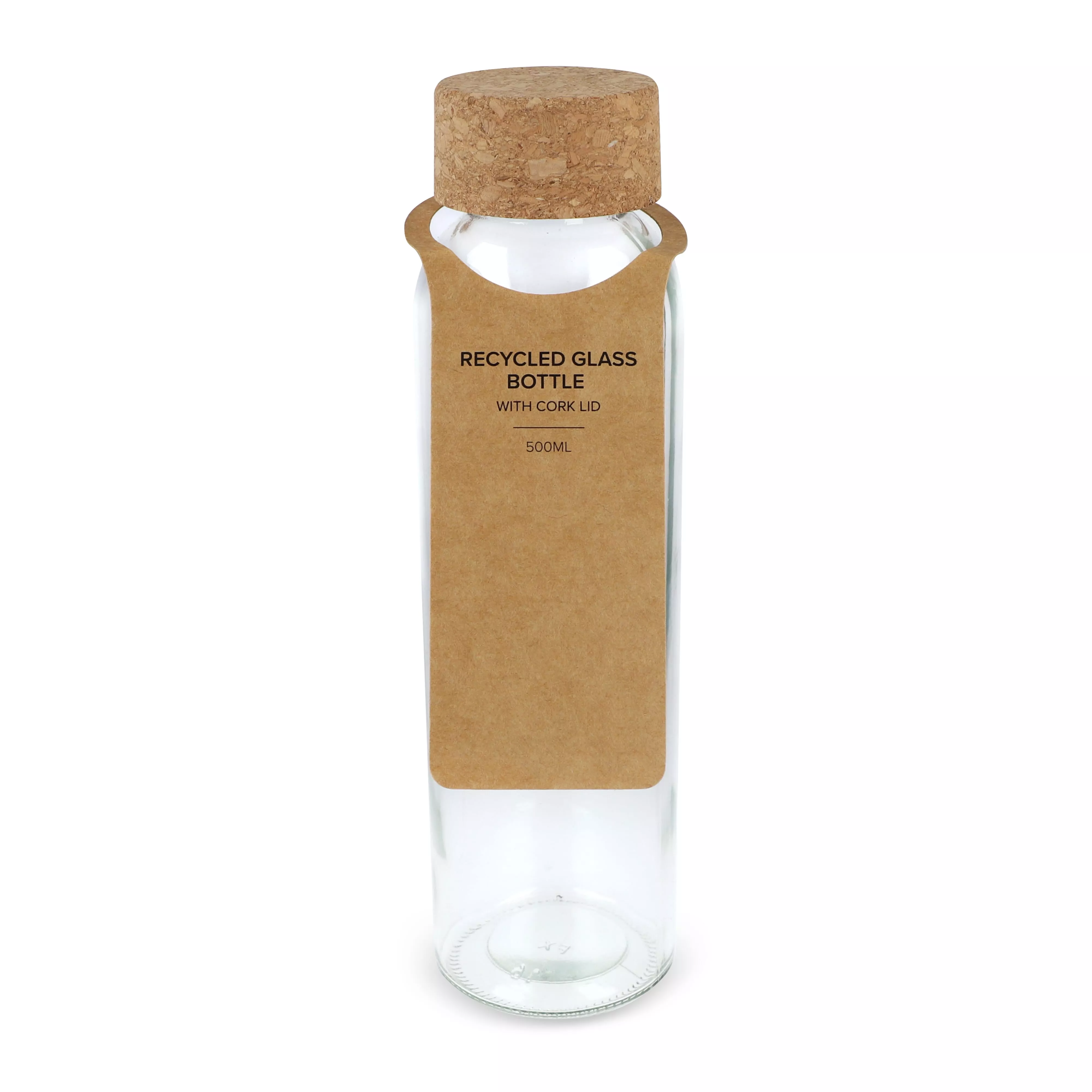 Gerecycled glazen fles met kurken dop 500ml