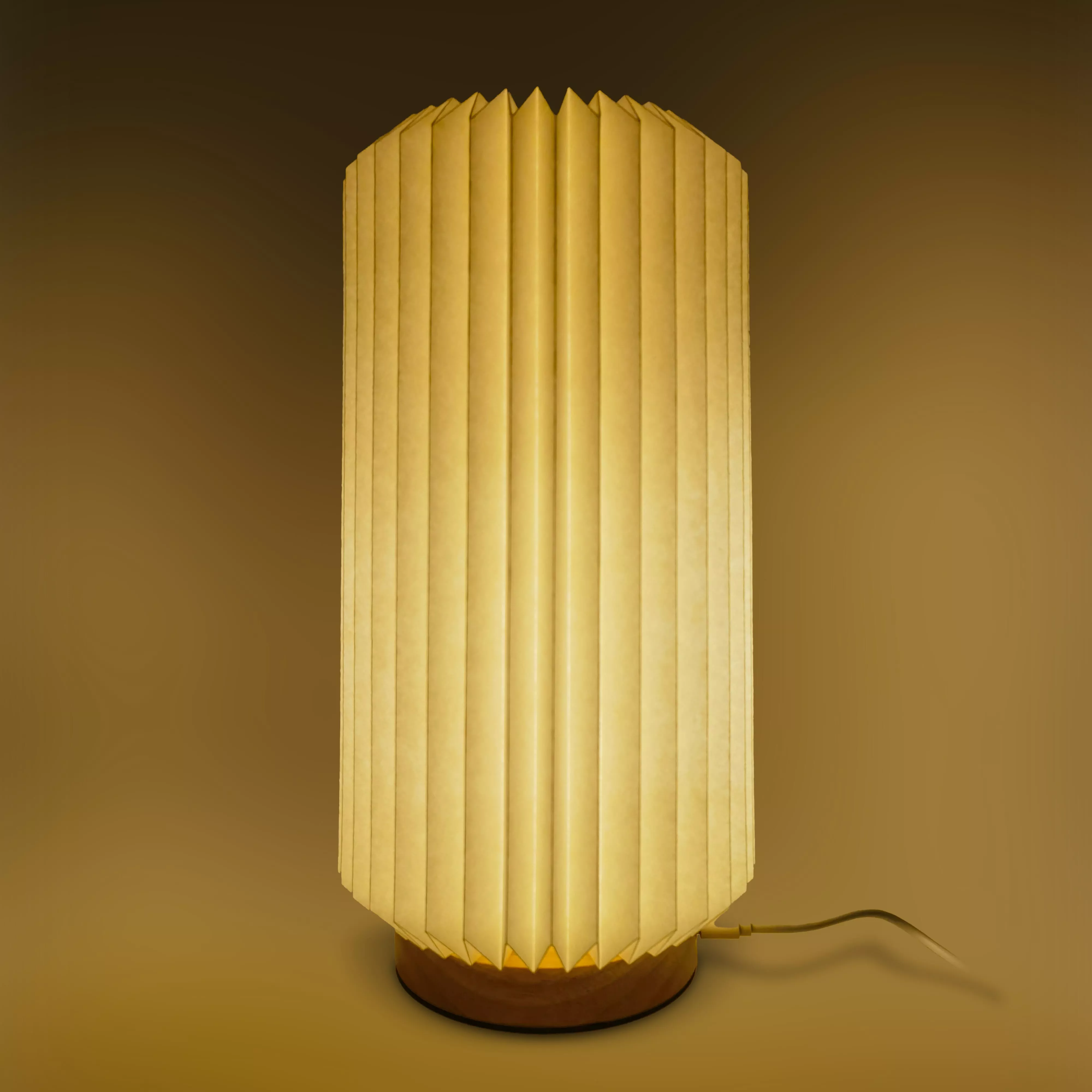 Coollux vouwbare papieren  LED lamp Aurora Tall op houten voet, 32cm