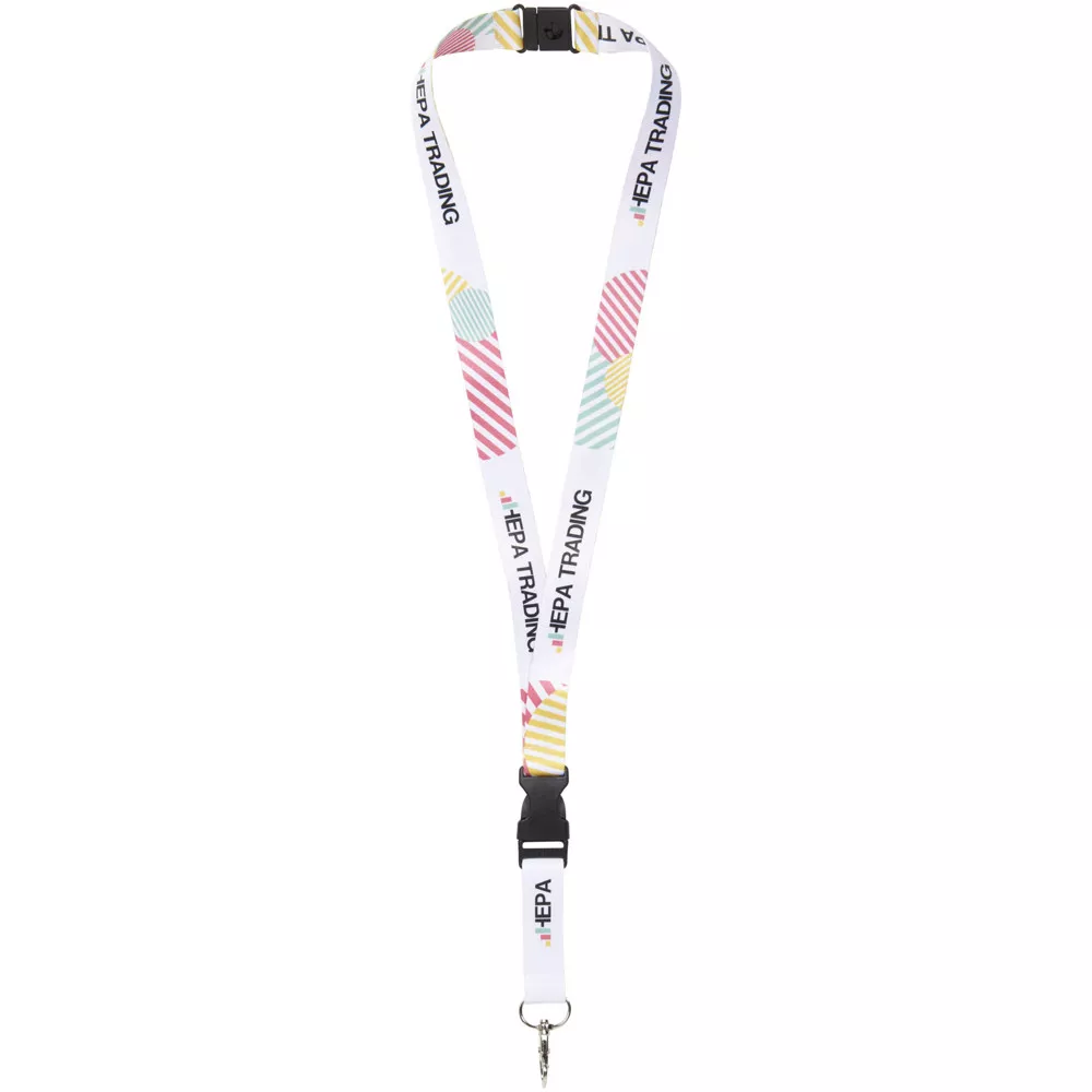 Balta sublimatie lanyard met safety breakaway sluiting en gesp