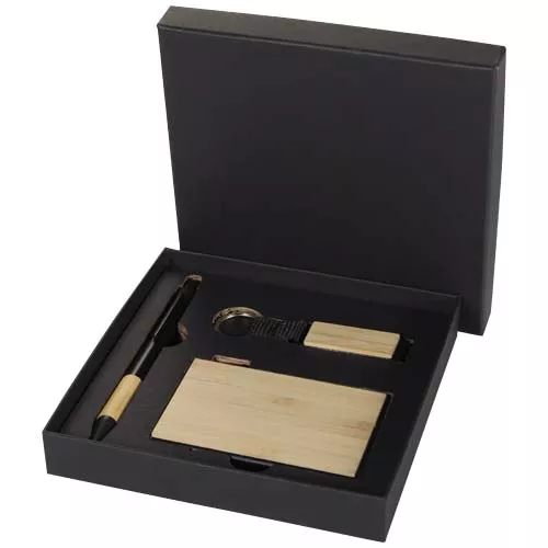 Minka balpen van RCS gerecycled aluminium, sleutelhanger en RFID-kaarthouder geschenkset