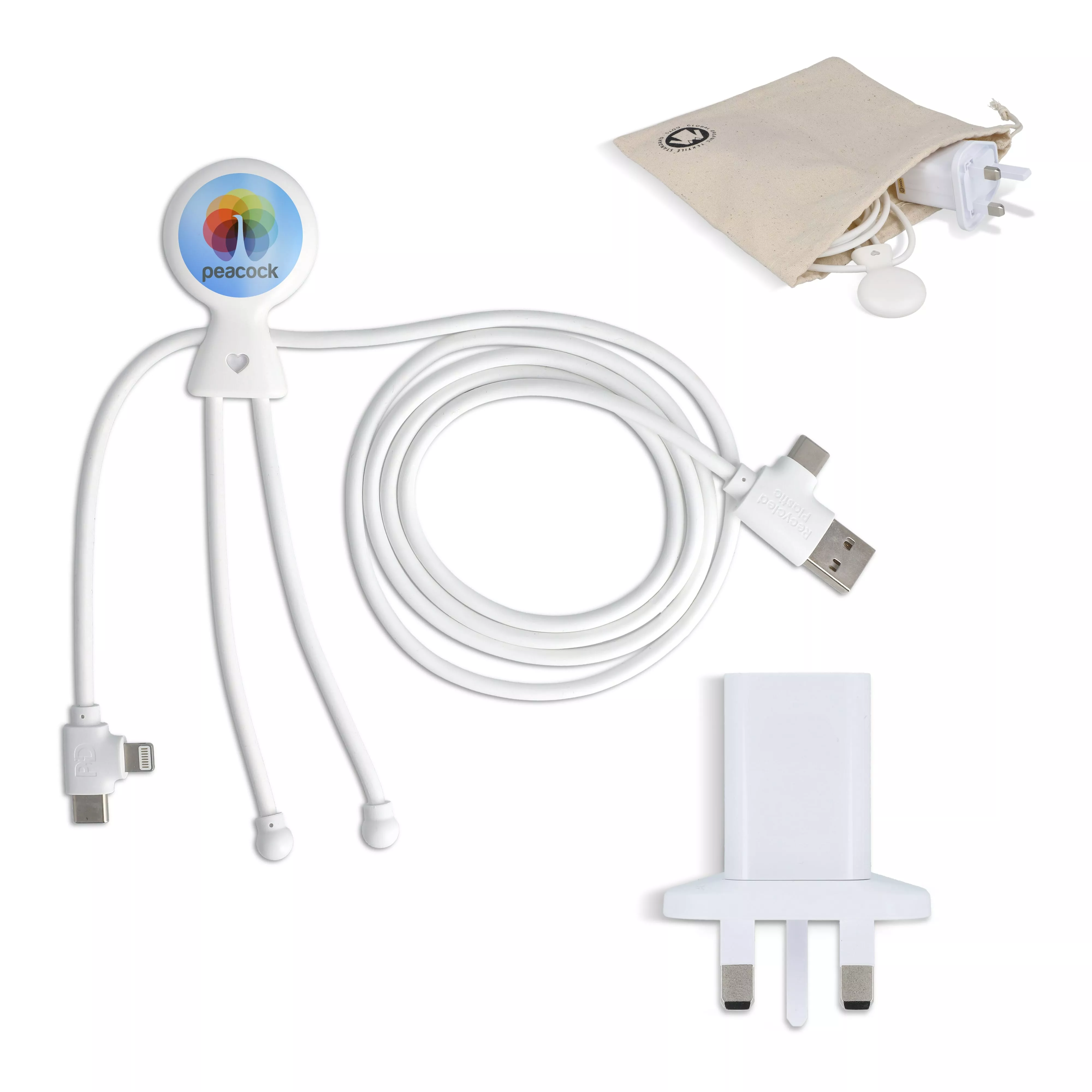 2090 - Xoopar Mr. Bio Long 60W Oplaadkabel + UK Plug Adapter