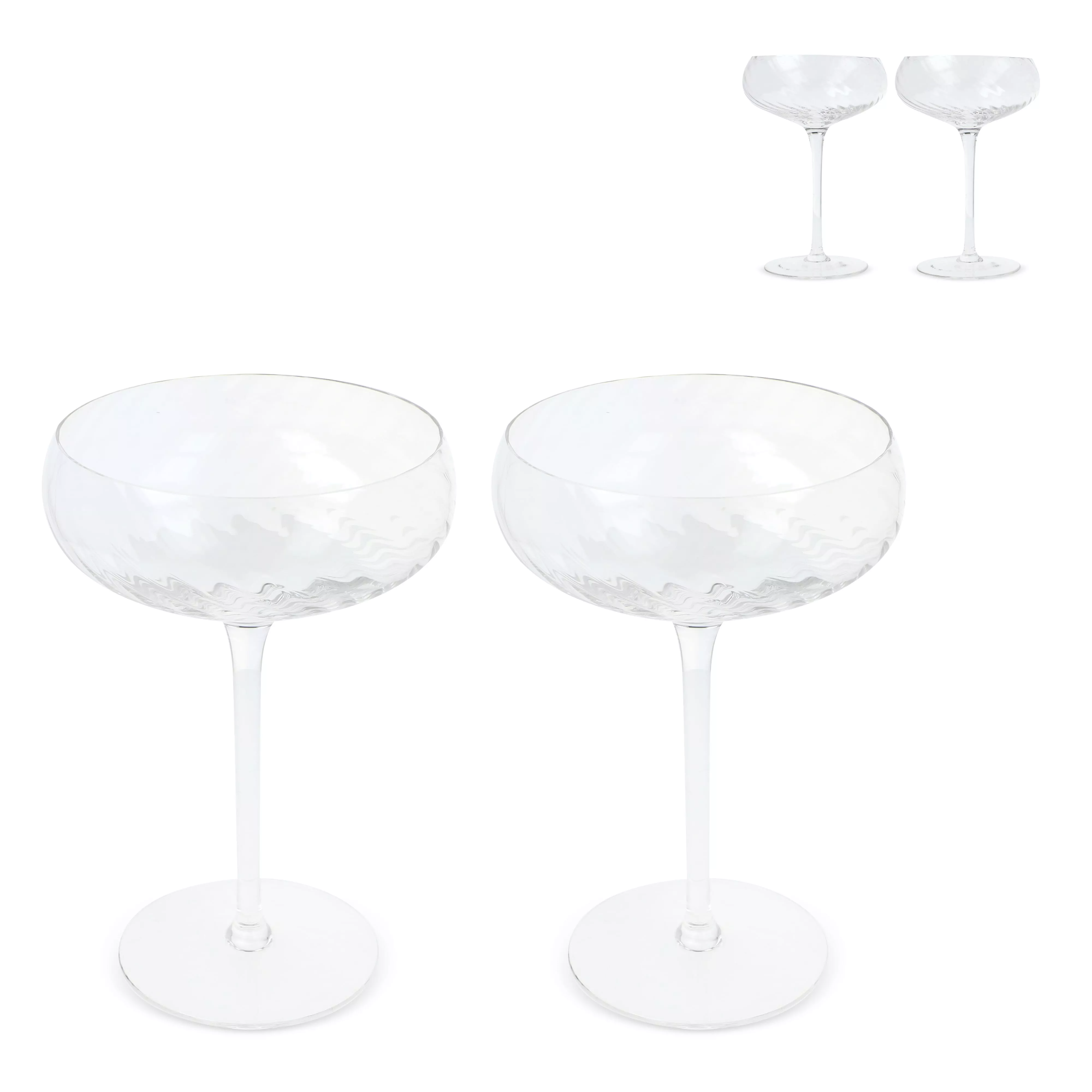 Byon Opacity set van 2 champagneglazen met stijlvol glas patroon 300ml