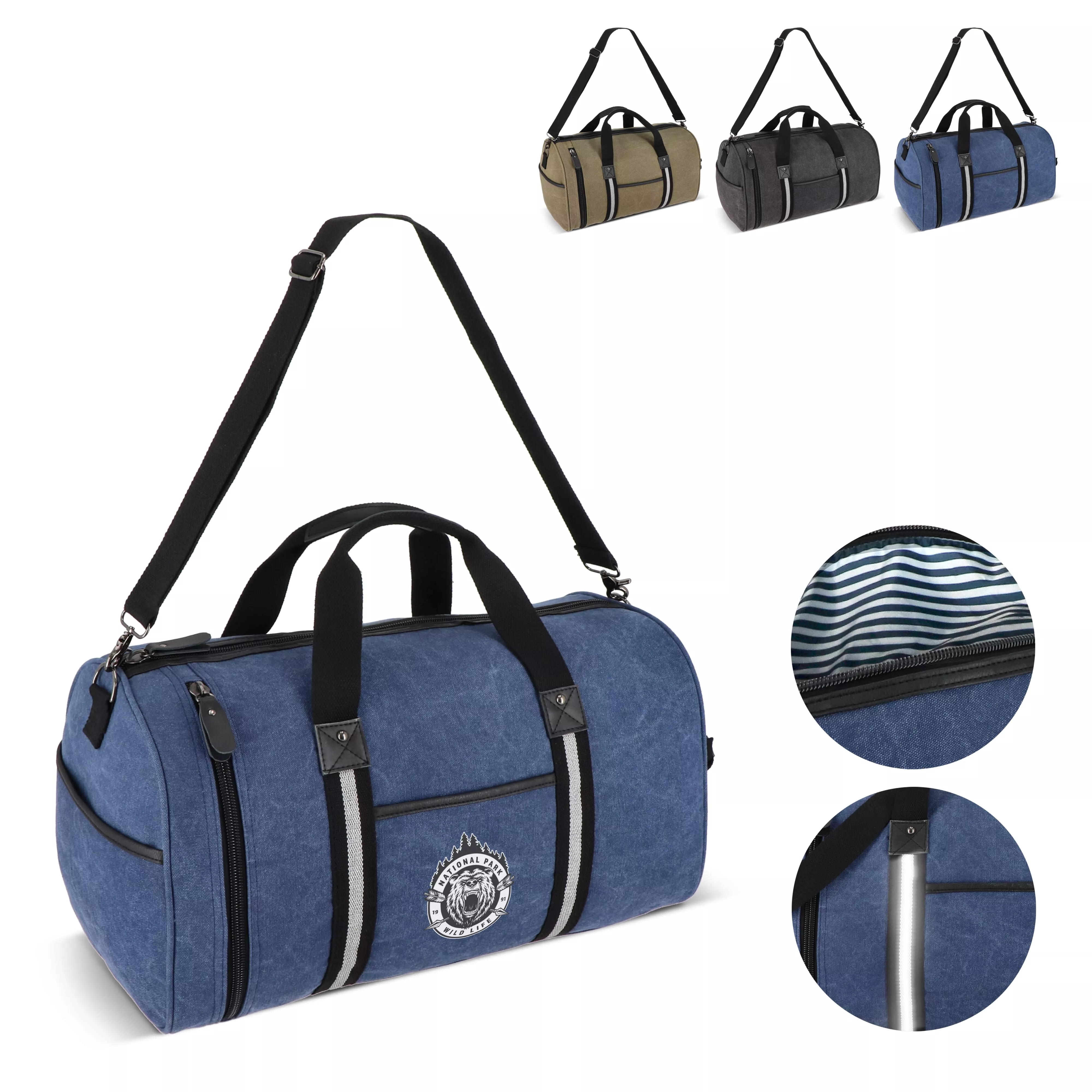 Gerecycled katoenen canvas plunjezak Harper