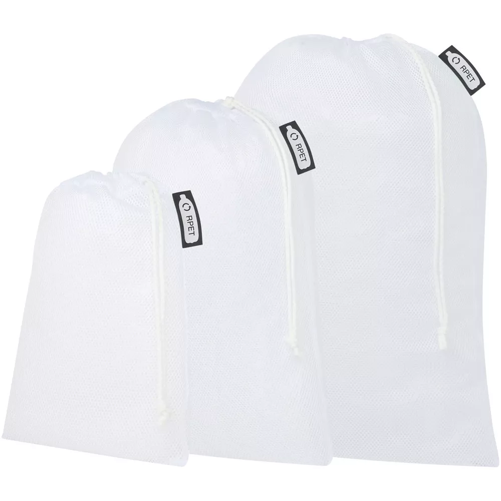 Set van 3 gerecyclede polyester groente & fruit tassen