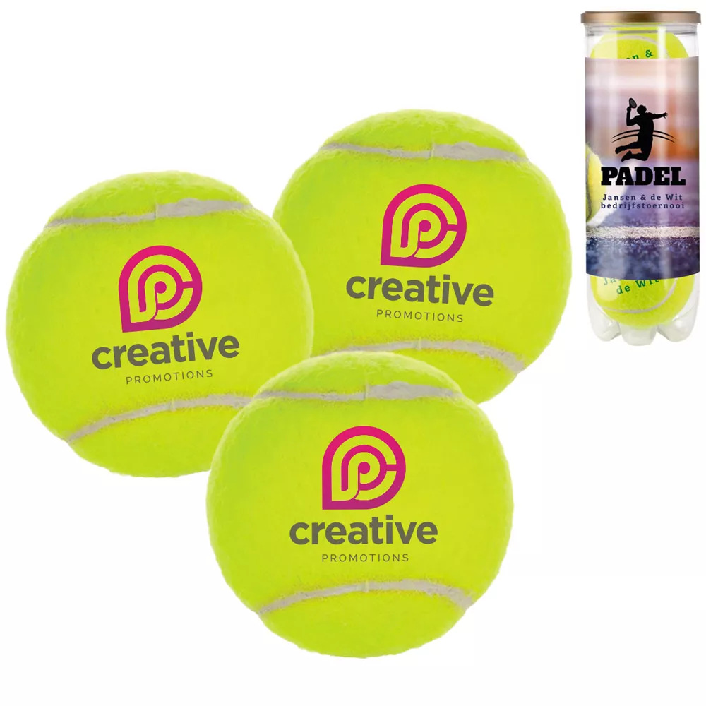 Padelballen bedrukken per 3 in koker