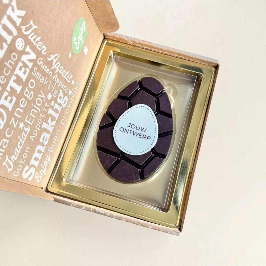 Chocolade Paasei bedrukken | Puur | Luxe verzenddoos