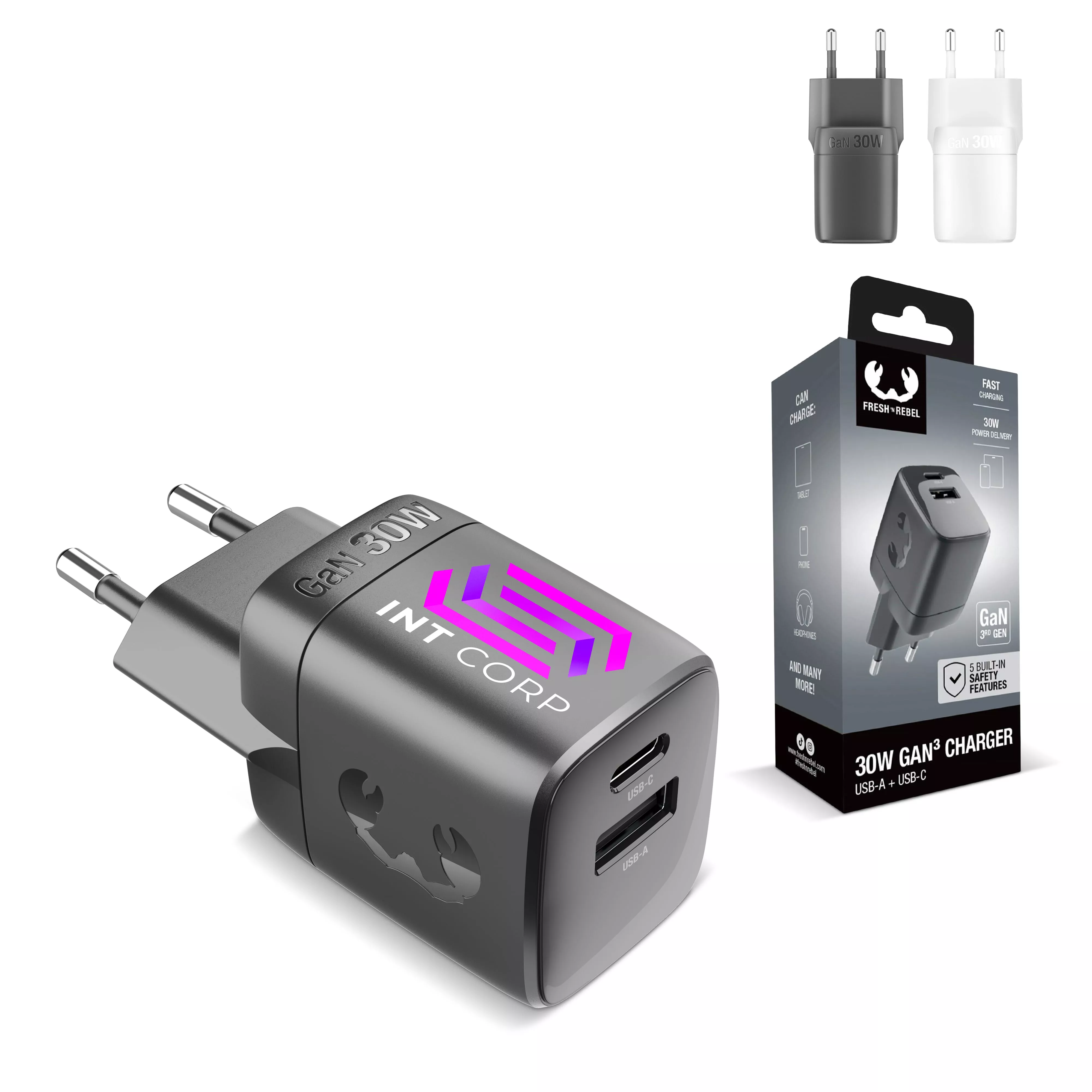 Fresh 'n Rebel 30W Snellader GaN USB-C & USB-A