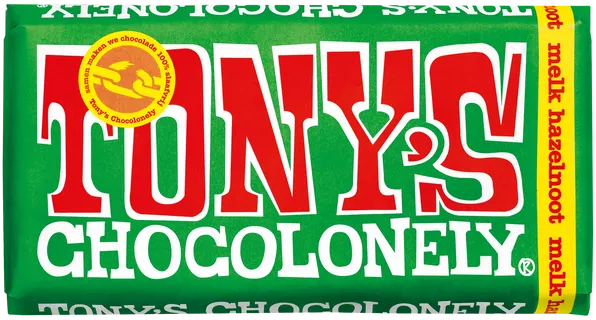 Tony's Chocolonely Melk Hazelnoot chocoladereep 180 gram
