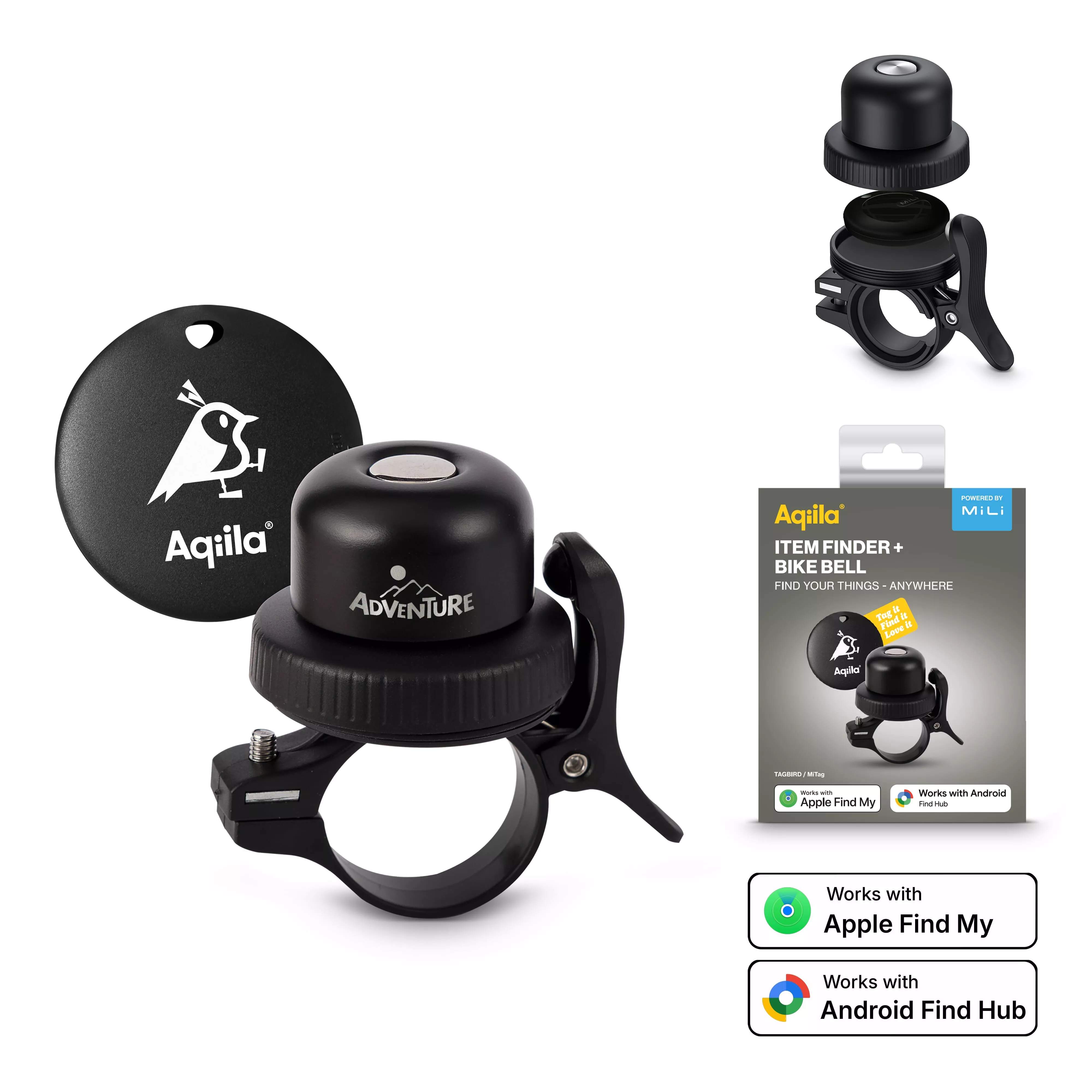 Aqiila Tagbird Waterdichte Tracker met Fietsbel