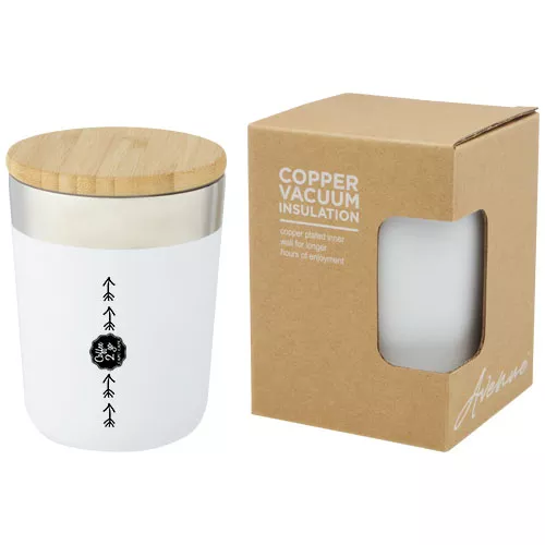 Lagan koperen vacuüm geïsoleerde roestvrijstalen beker van 330 ml met bamboe deksel