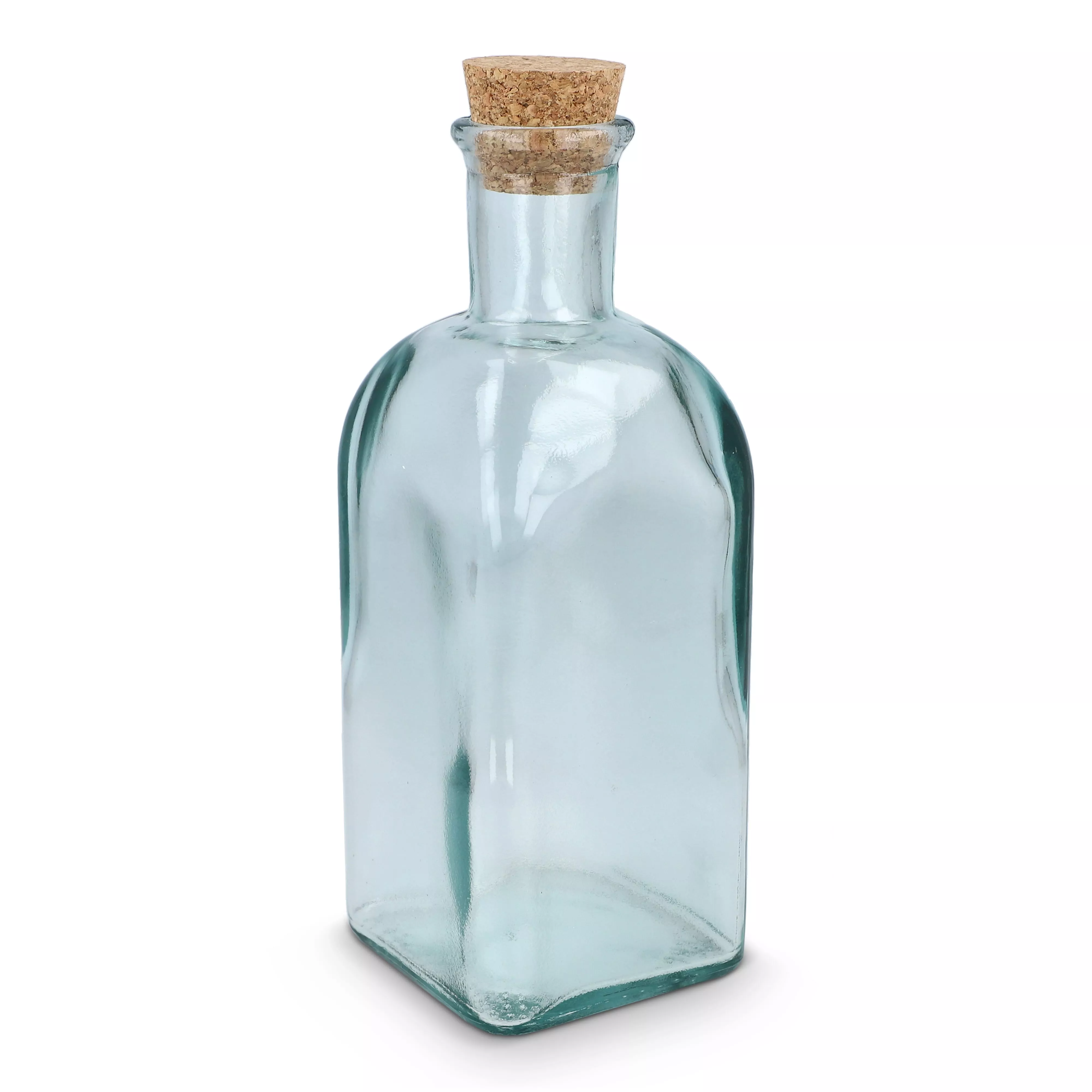 InSideOut Vierkante Gerecycled glas Waterfles ReuuZ met kurkstop 500ml