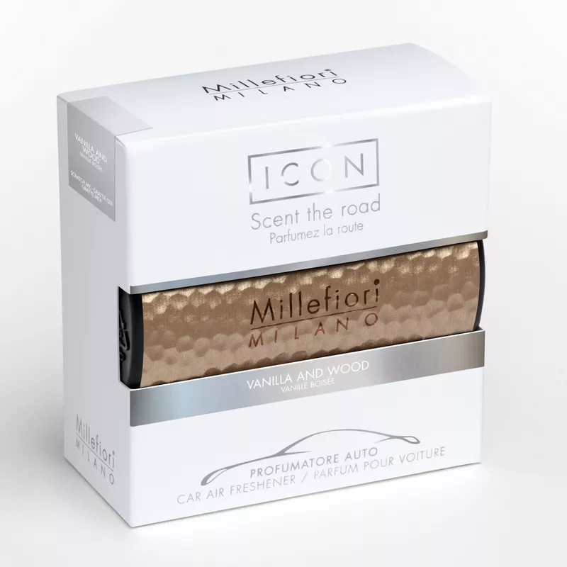 Millefiori Icon Car Refereshner - Metal Shades - Vanilla & Wood