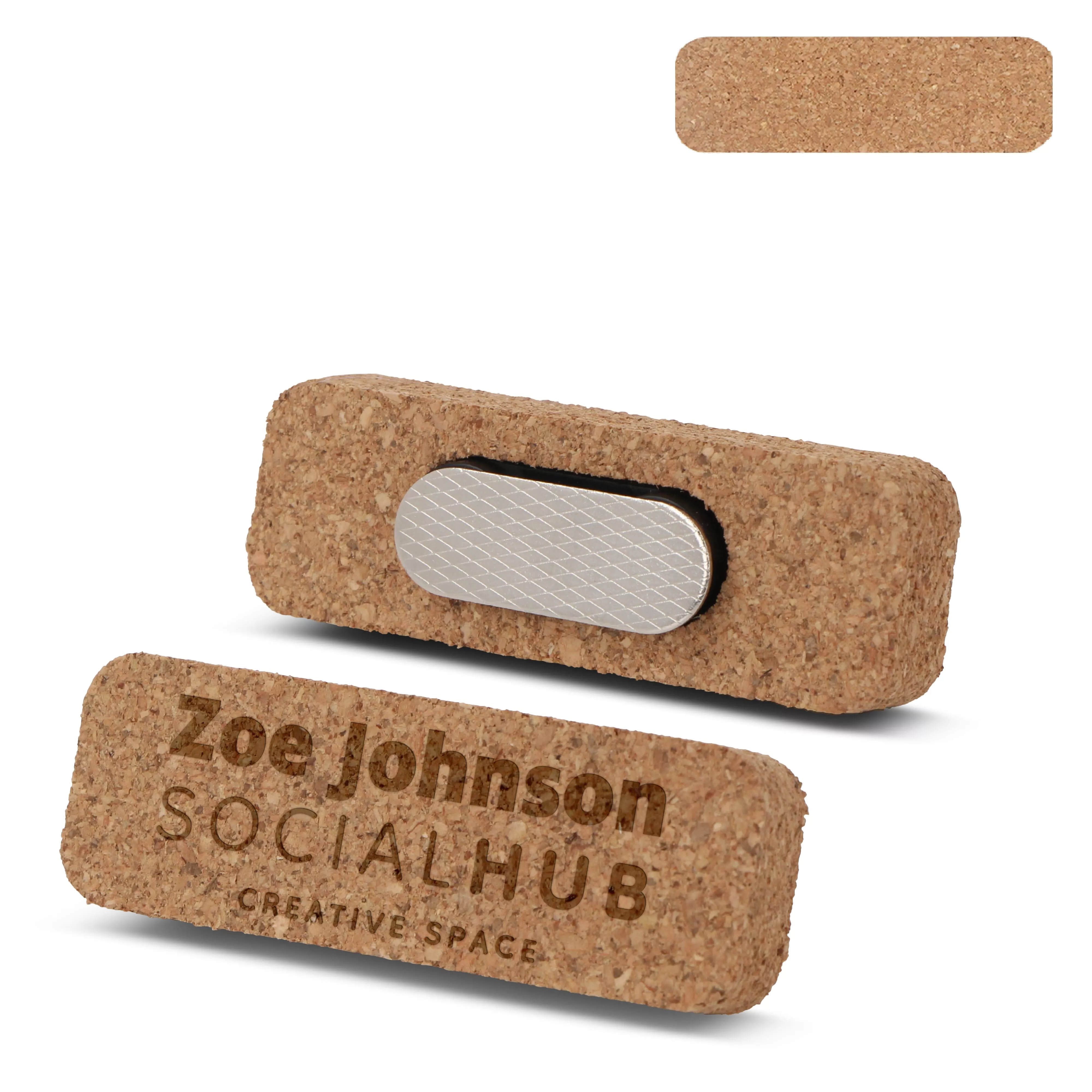 Naambadge van kurk met magneet