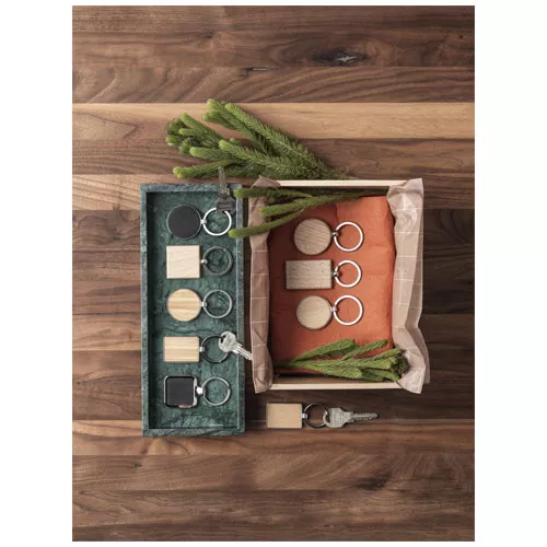 Gioia beukenhouten vierkante sleutelhanger