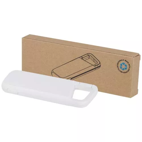 Alkes waterbestendige powerbank van 5000 mAh 12 W van gerecycled plastic met karabijnhaak