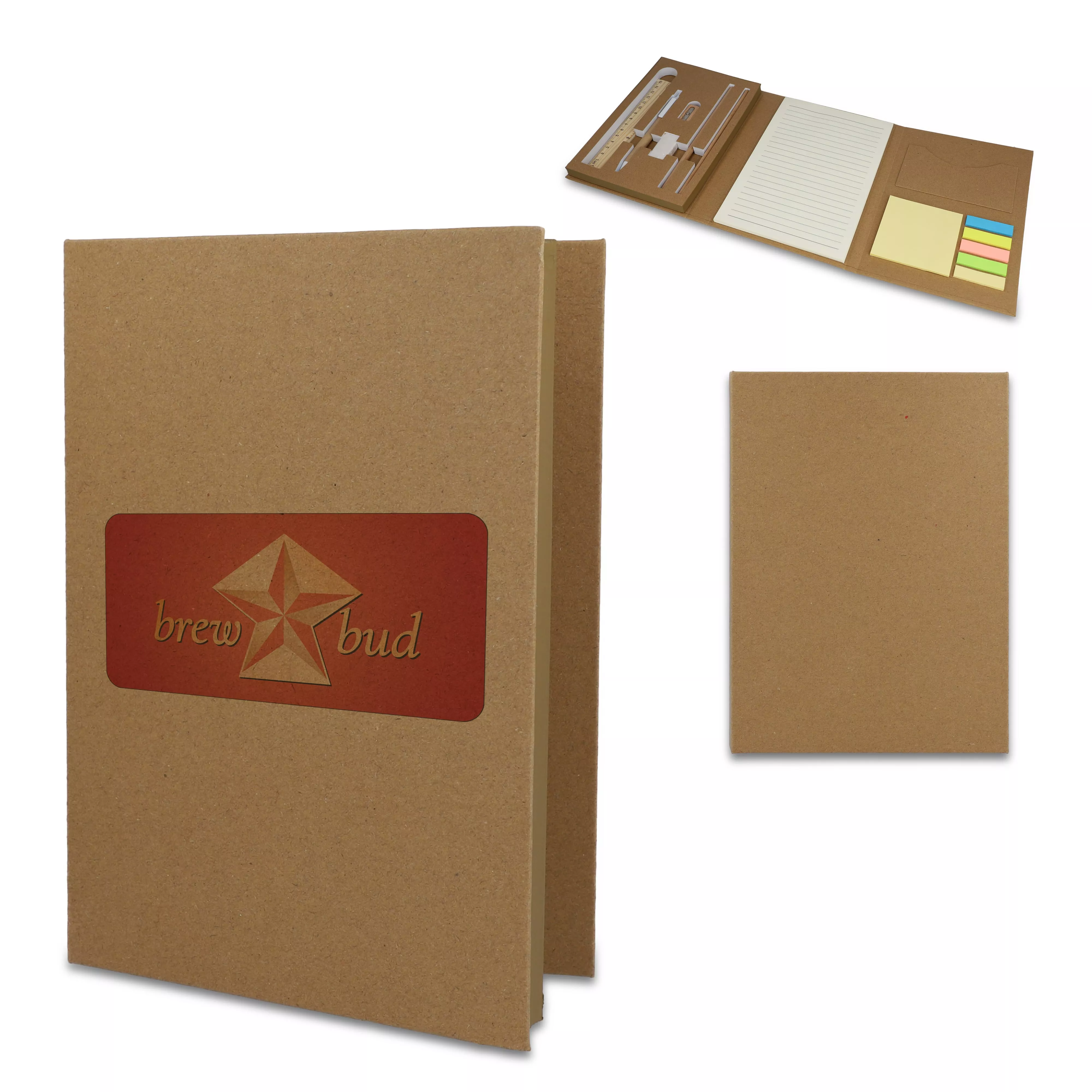 Drievoudige stationaire set van gerecycled papier