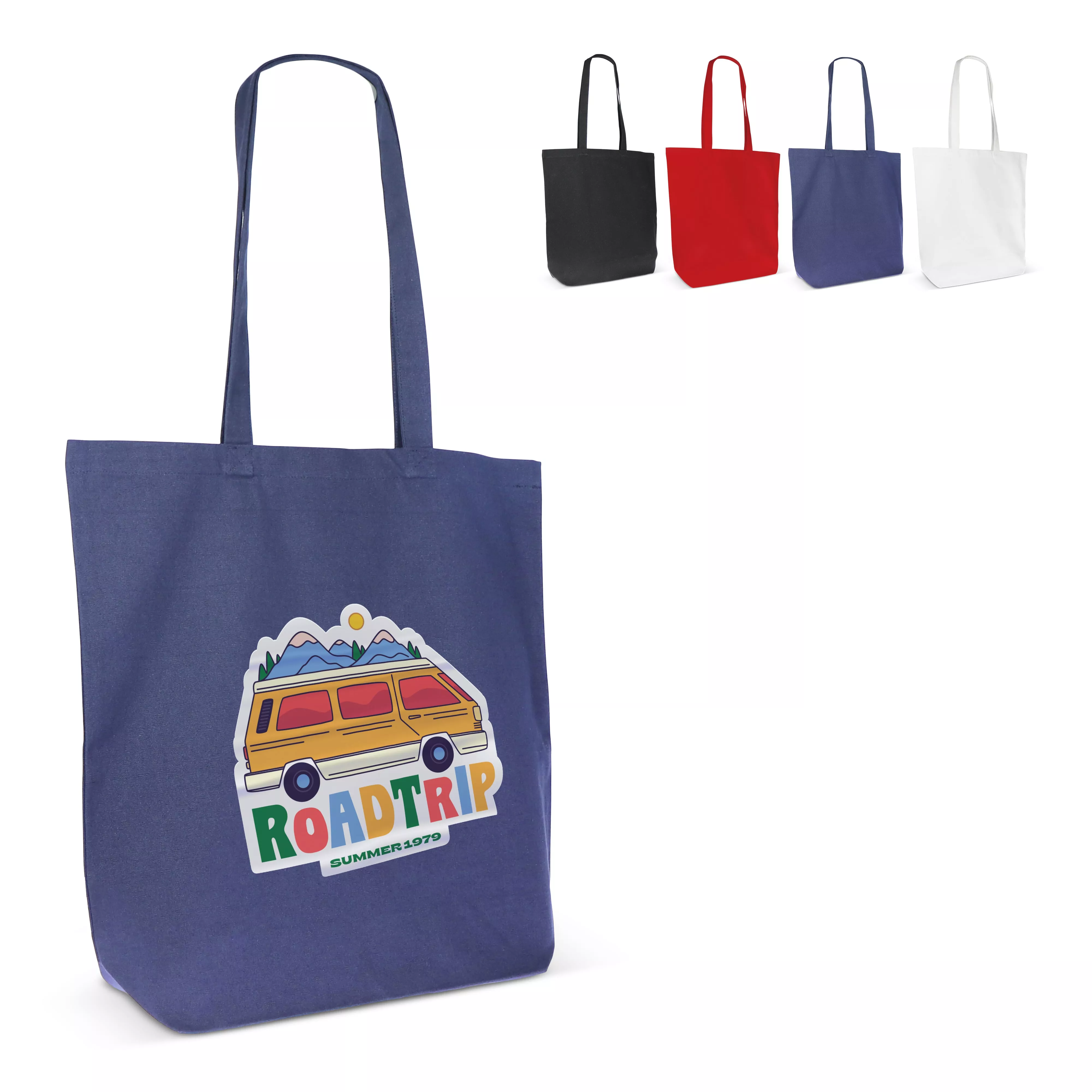 Schoudertas biologisch katoen kleur lang 270g/m² 42x12x43 cm