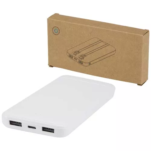 Adhil powerbank van 10.000 mAh 10 W van gerecycled plastic met 2 ingebouwde kabels
