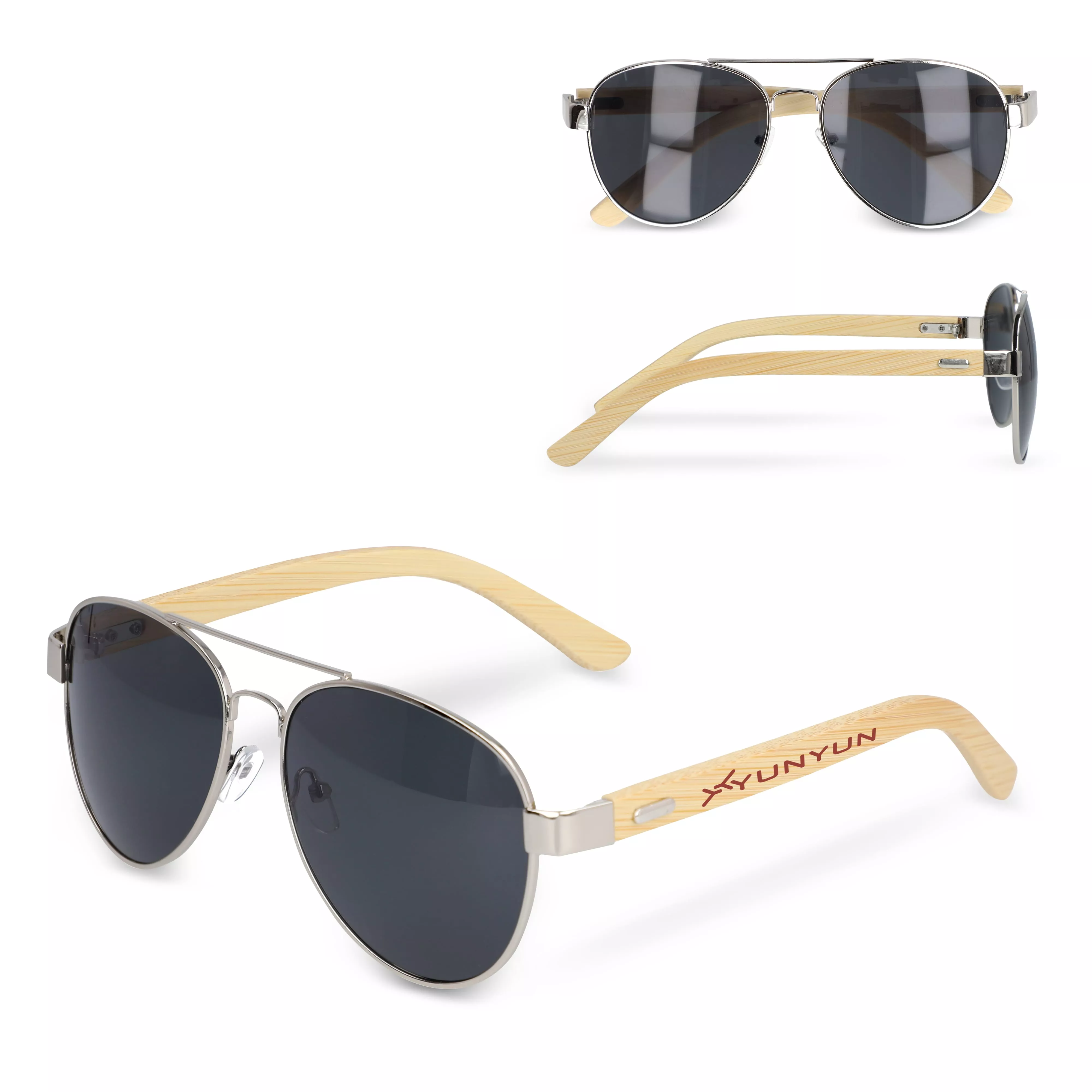 Aviator zonnebril met bamboe poten