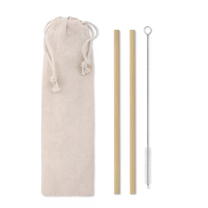 NATURAL STRAW Bamboo rietjes en borstel set
