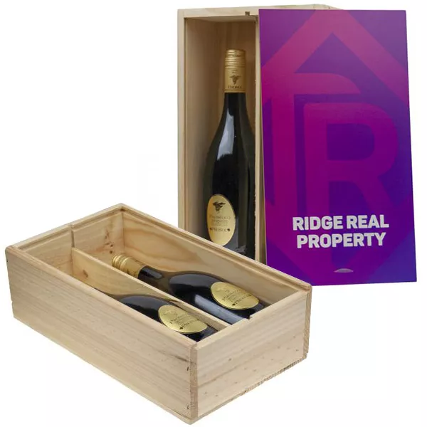 Houten Wijnkist 2 vaks 750 ml