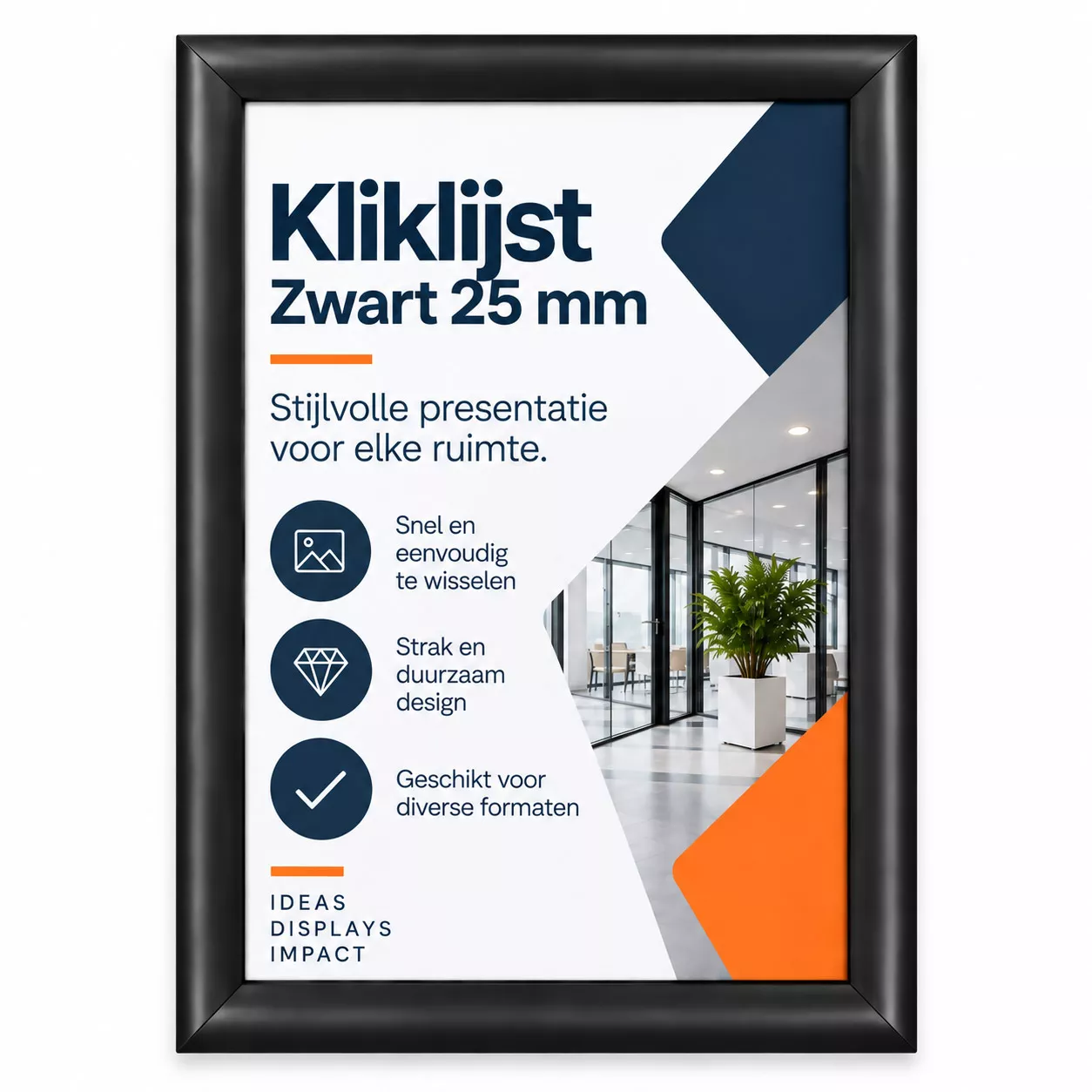 Kliklijst Zwart 25mm