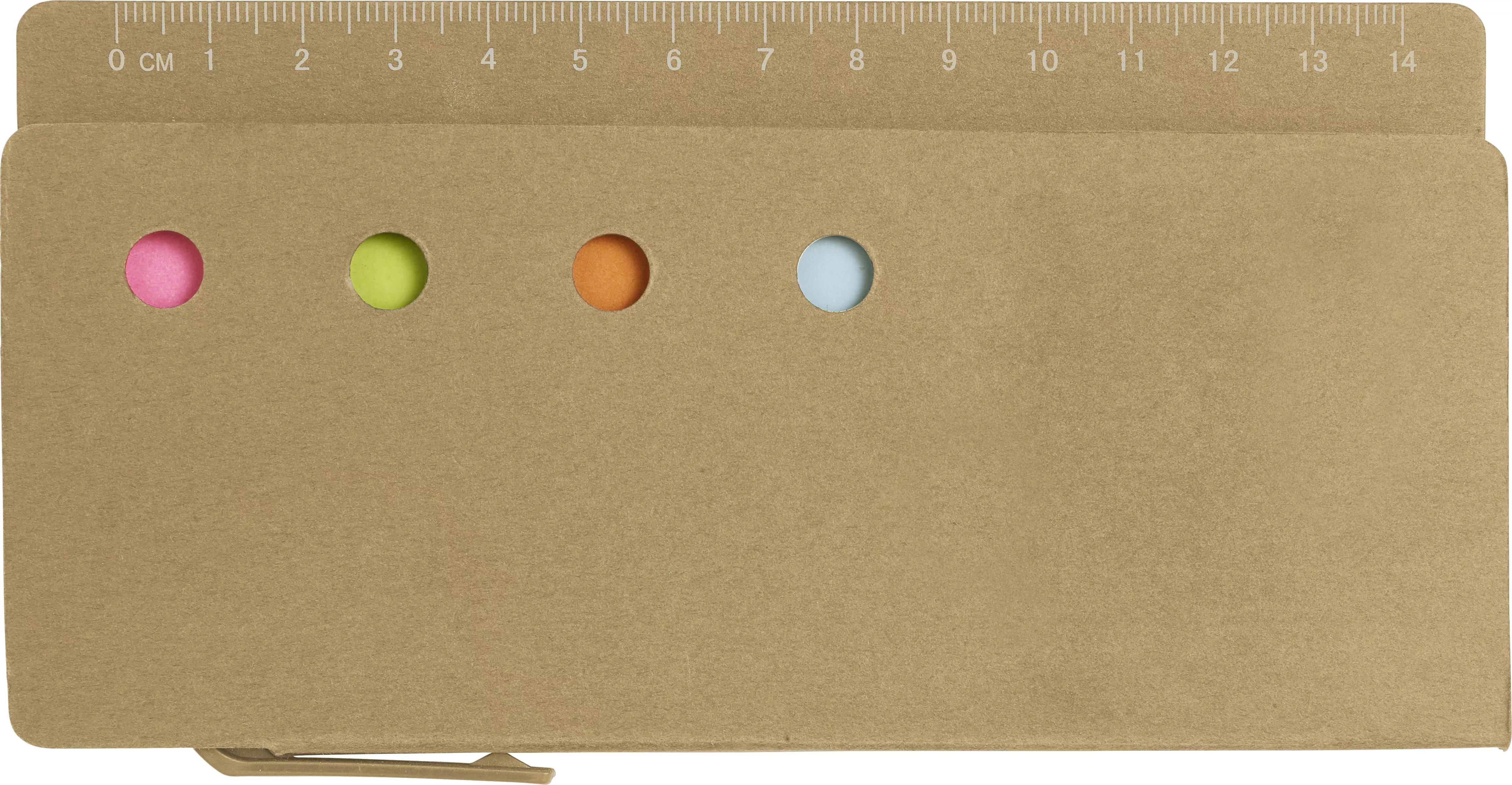 Kartonnen memoblaadjeshouder met liniaal Riva