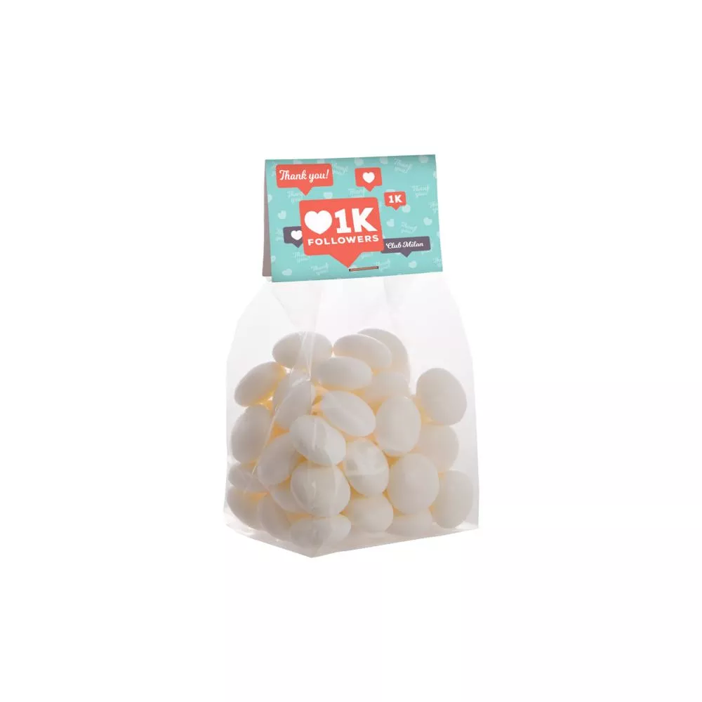 Blokzakje met kopkaartje en 150 gram snoep