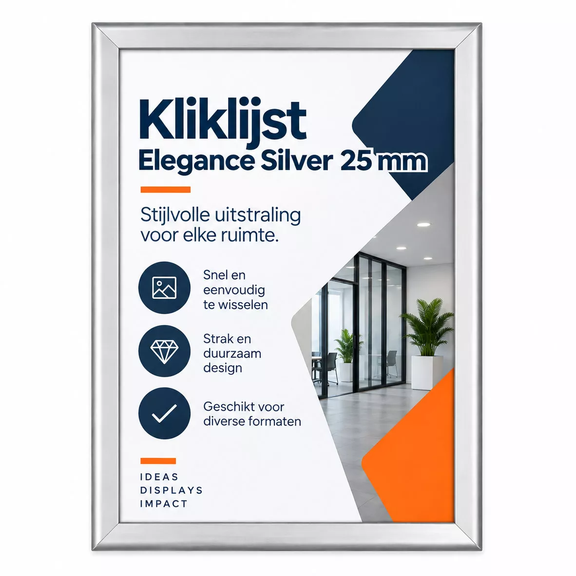 Kliklijst Elegance Silver 25mm