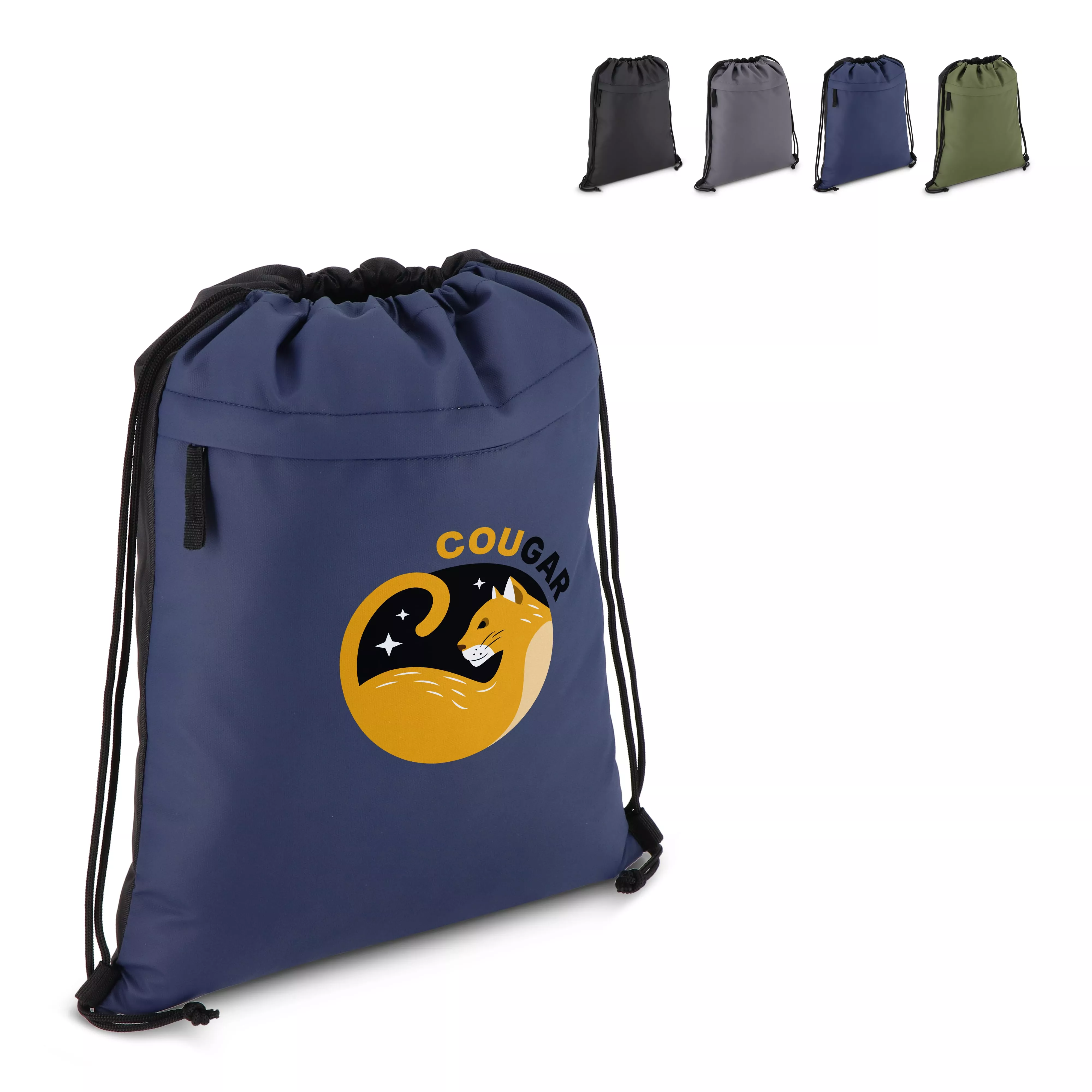 PU gecoorde 600D gerecycled PET trekkoordtas 33 x 42 cm